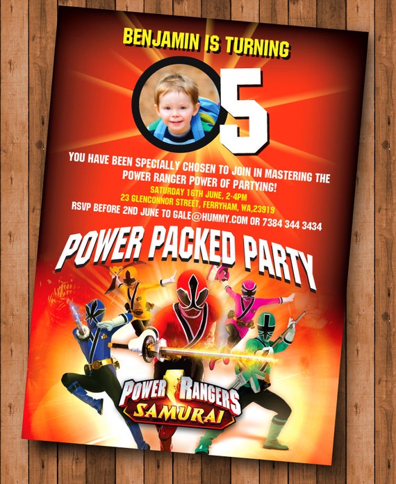 Power Ranger Birthday Invitations 3