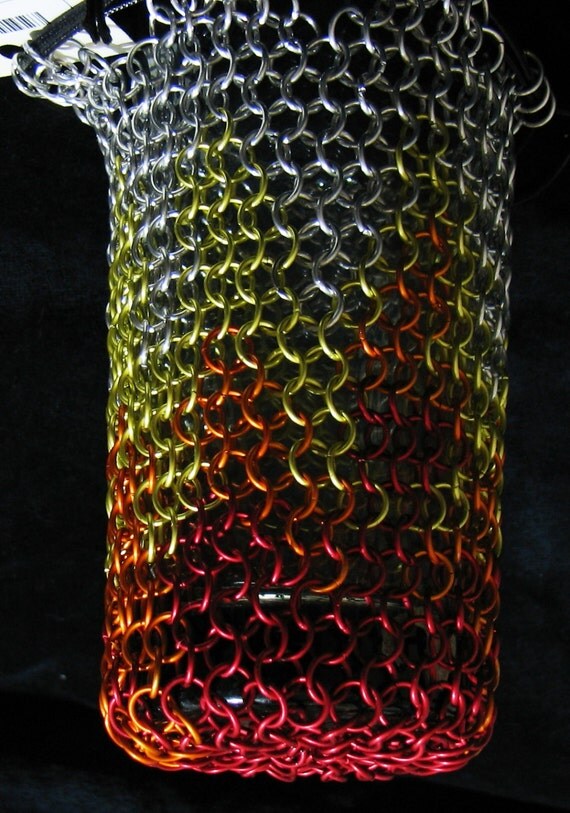 Custom Chainmail Dice Bag w/Flame Pattern OOAK