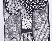 Items similar to Zentangle, Letter T, Zebra Letters, name, bunting ...