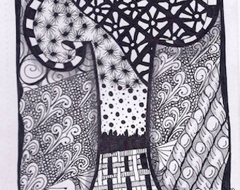 Zentangle Letter R Zebra Letters name bunting by ForeverTangles