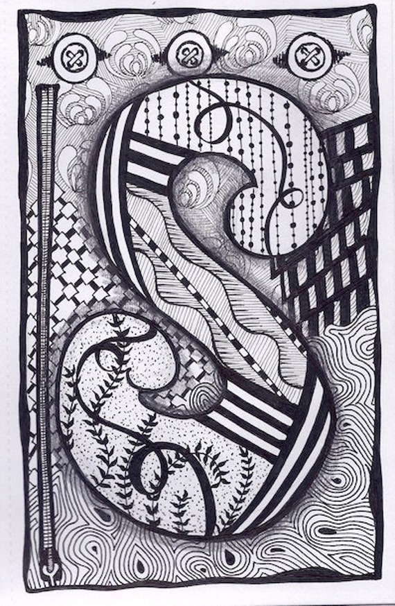 Zentangle Letter S Zebra Letters name bunting by ForeverTangles