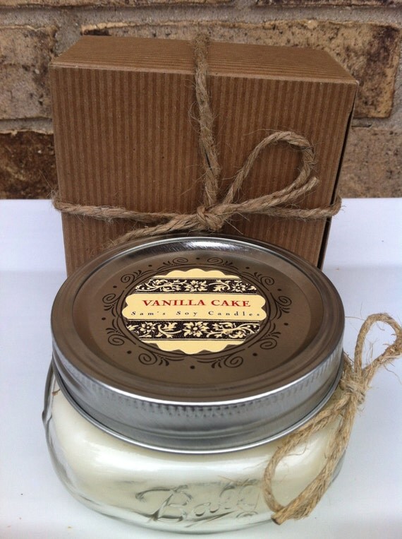 100 Soy candle 8 Oz Vanilla Cake Wide mouth mason jar candle