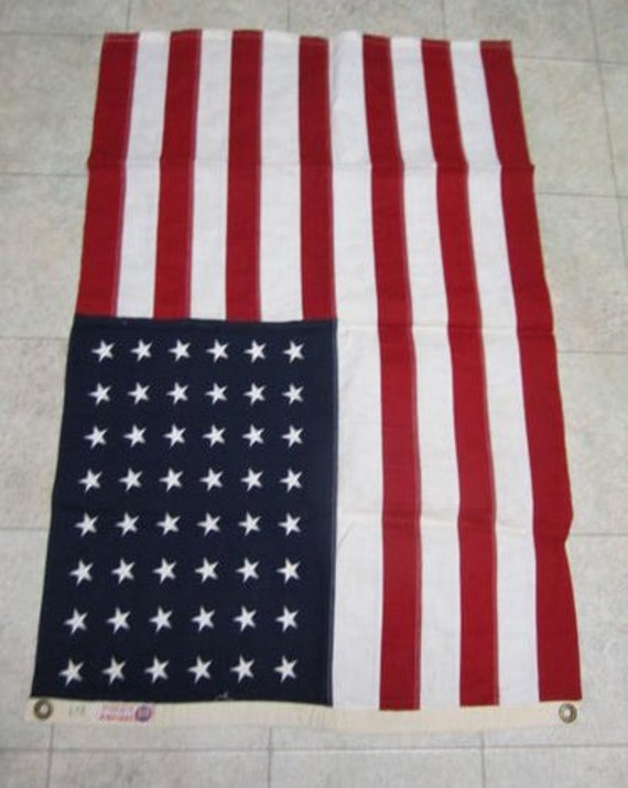 Vintage Defiance Annin 48 Star American Flag 2x3 Embroidered