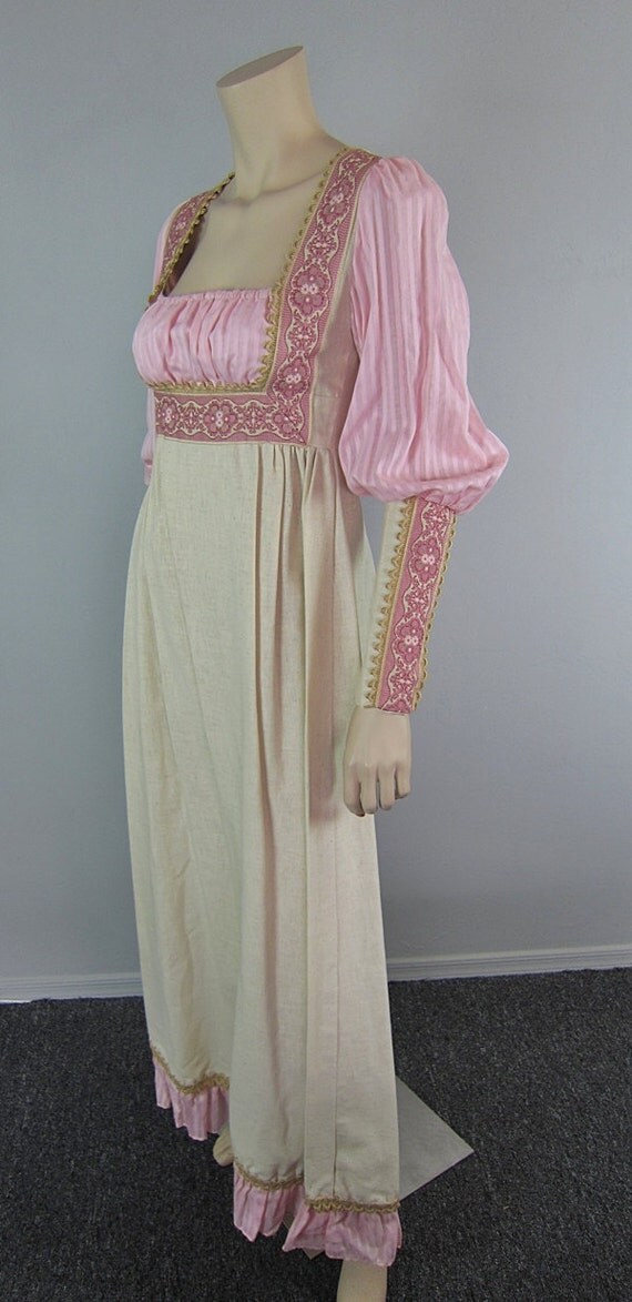 Vintage 70s GUNNE SAX Renaissance Dress Hippie Pink Prairie