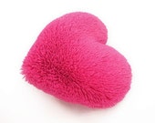 Fluffy Hot Pink Valentine Heart Shaped Decorative Pillow - Small Size