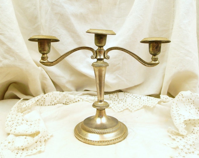 Vintage French Silver Plated Candle Holder / Candle Stick / Shabby Chic / French Country Decor / Retro Vintage Home Interior / Steam Punk