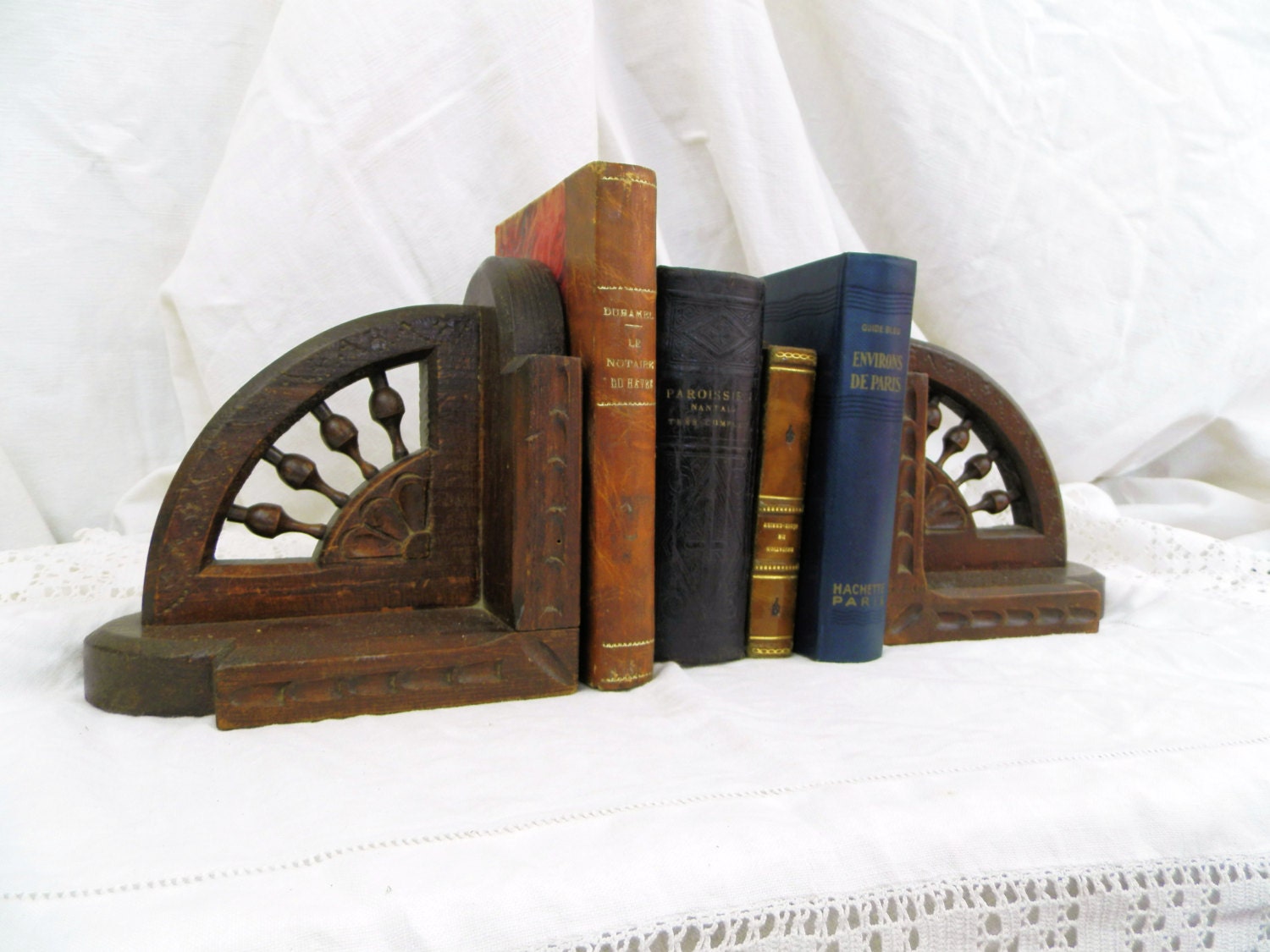 Vintage French Wooden Sculpted Book Ends/ by VintageDecorFrancais