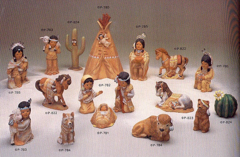 Native American Nativity 17 pc set 3 to 5 ready
