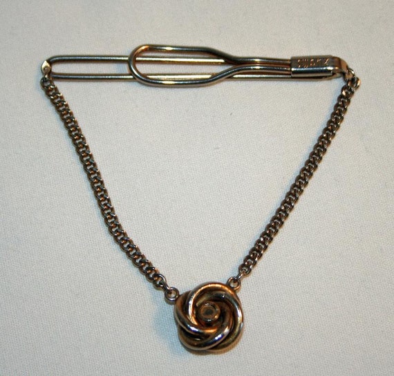 Swank Tie Bar chain and blue stone