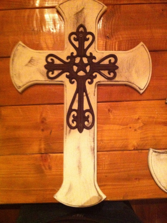 Items similar to Wooden & Metal Cross on Etsy