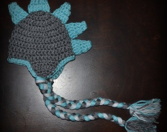 Crochet Dinosaur Dragon Earflap Handmade Crochet Beanie Hat Baby Girl Photo Prop Custom Made