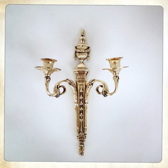 candle wall sconce brass victorian hollywood regency early