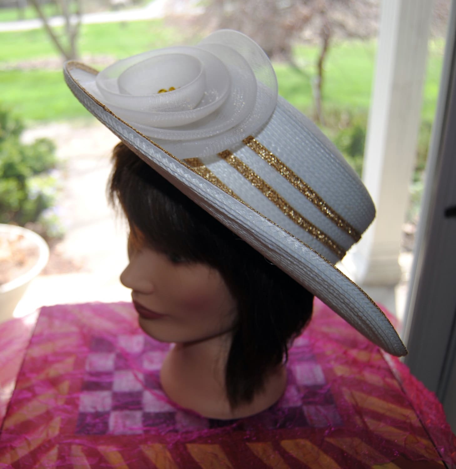 Sale! Vintage Hat White, Rose Accent 1980’s Chic, Statement Hat