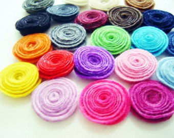 Felt Flowers, 15 Pieces, Felt Rolled Round Flower, For Your Spring Projects, Mixed Colors, Felt Die Cut Flowers