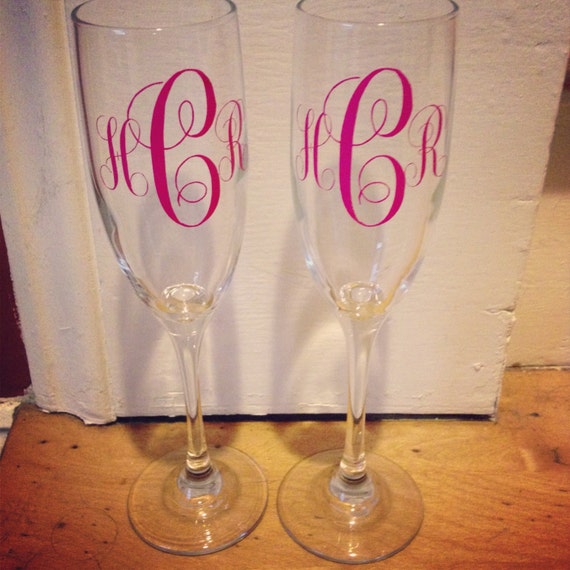 Items similar to Monogram champagne glasses on Etsy