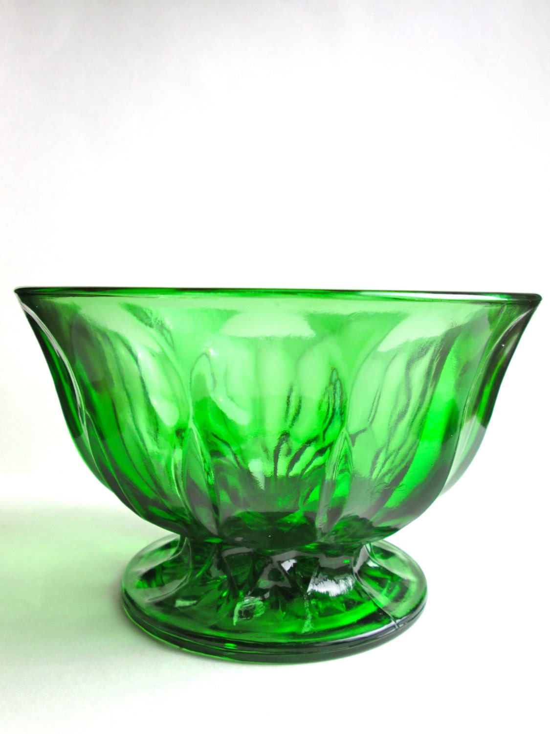 Vintage Green Glass Bowl Footed Bowl Small Serving Bowls Decor – Haute ...