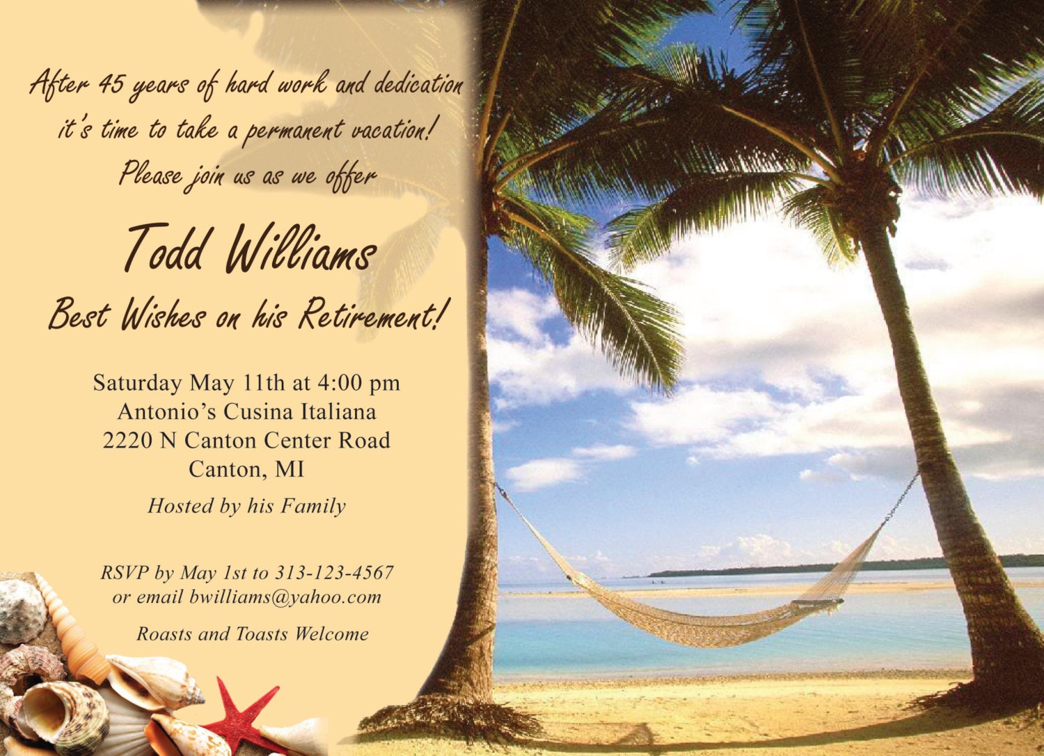 Vacation Theme Retirement Party Invitation