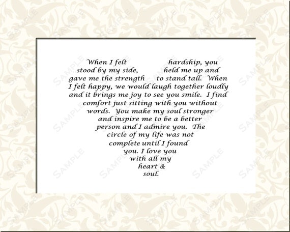 items similar to love poem for wife or husband 8 x 10 print instant