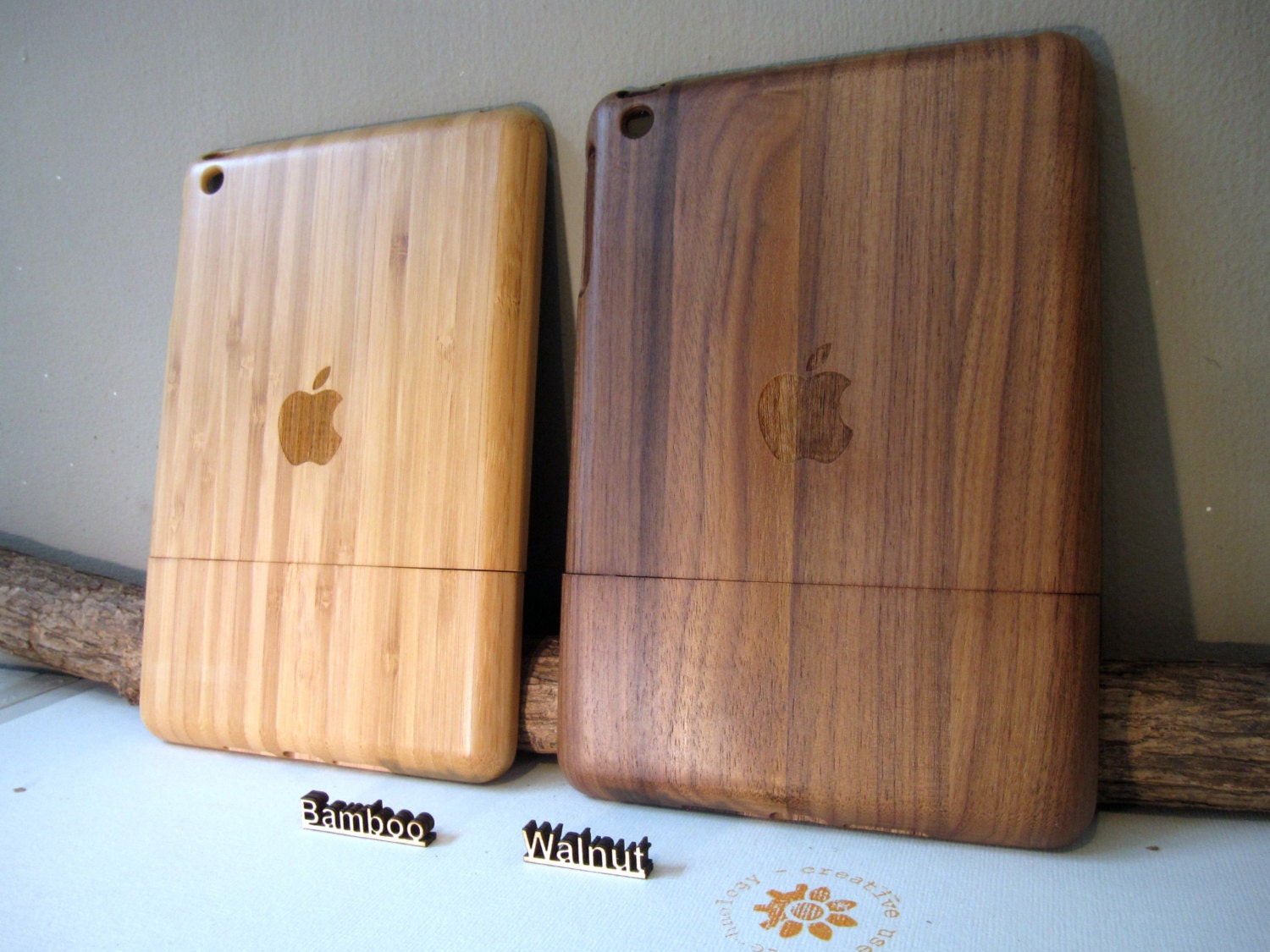 Ipad Mini case wooden cases walnut or bamboo wood apple