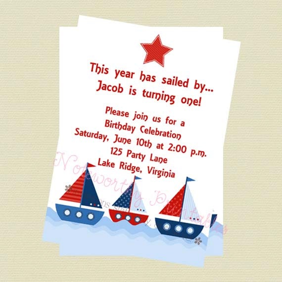 Printable Trio of Sailboats Birthday Invitation Il_570xn