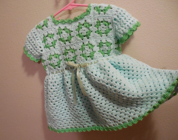 Dress Baby Toddler Mint Green Crochet by ShelleysCrochetOle
