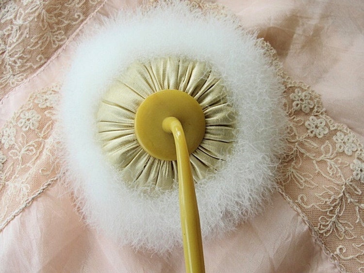 RARE Vintage 20s Deco Long Handled Powder Puff Wand by