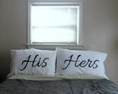 His & Hers king size pillowcases (100% Cotton) Housewarming gift, engagement present, wedding gift personalized couple bedding set valentine