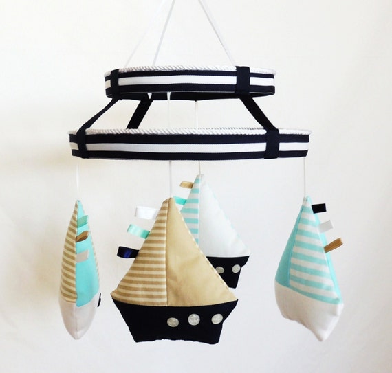 Baby Mobile- Nautical Sailboat Mobile- Nursery Mobile- Baby Gift- Crib Mobile