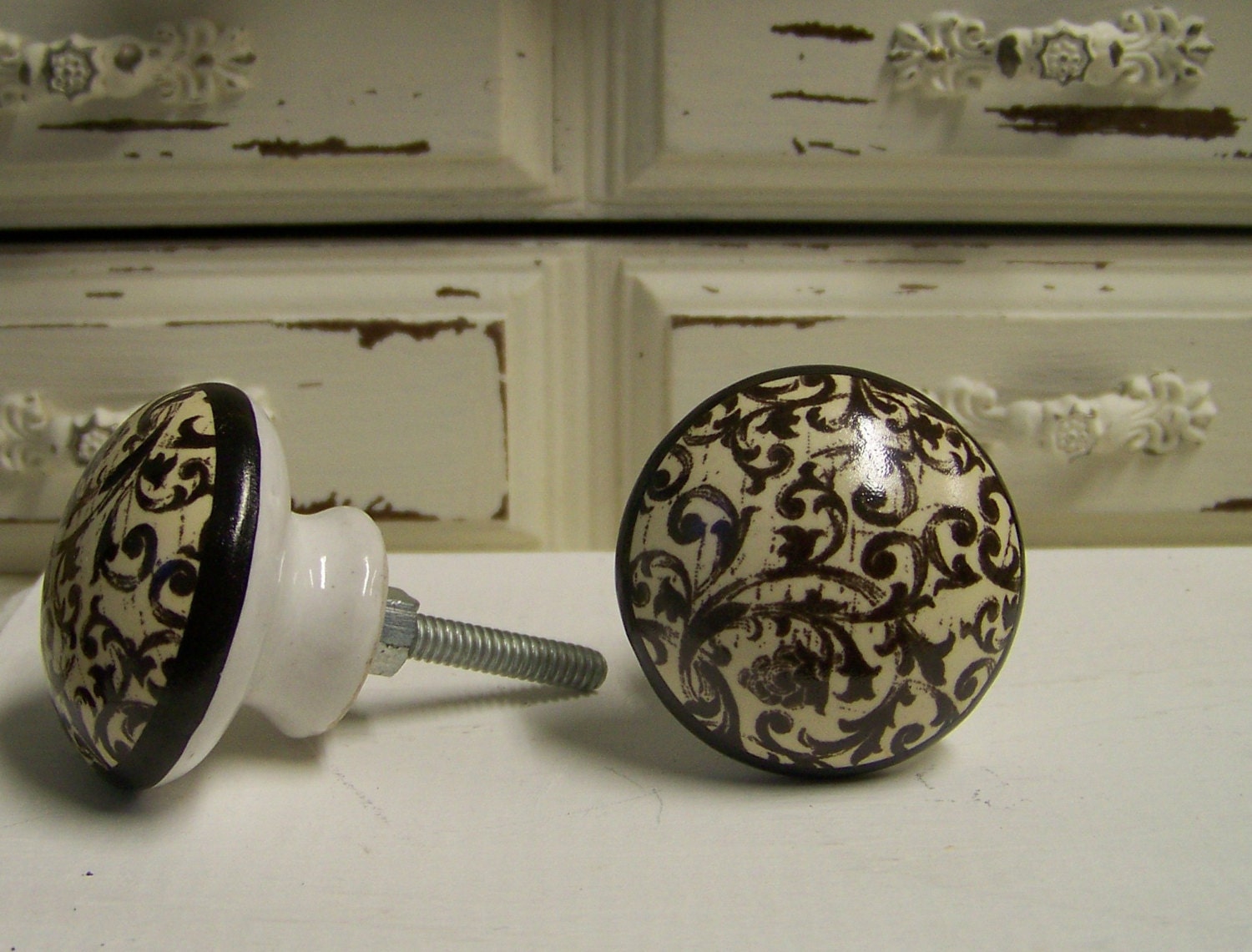 Ceramic Brown Swirl KnobsDresser Drawer