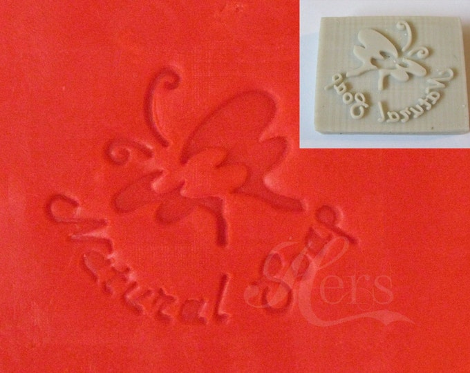 Handmade Cookie Stamp Seal Soap Stamp - Butterfly with Text "Natural Soap"