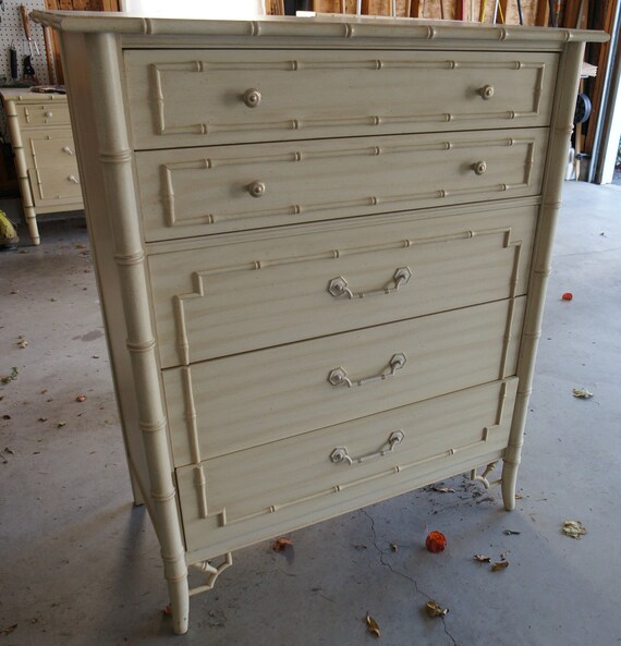 Thomasville Faux Bamboo Tall Dresser Hollywood Regency Style