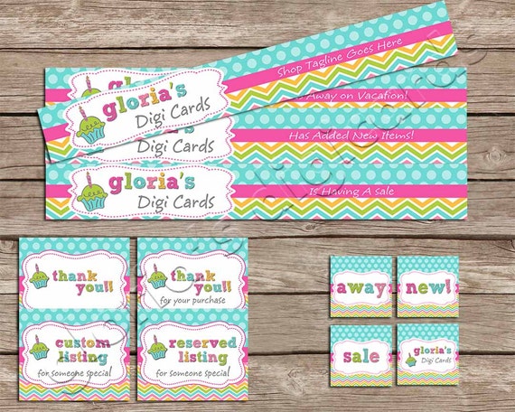 12 Piece Etsy Shop Set by Gloria's Digi Cards Il_570xn