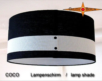 Lamp shade black white Linen COCO Ø45 cm drum lampshade