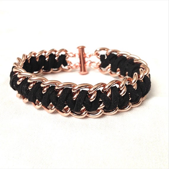 Items similar to Rose Gold Zigzag Woven Bracelet on Etsy