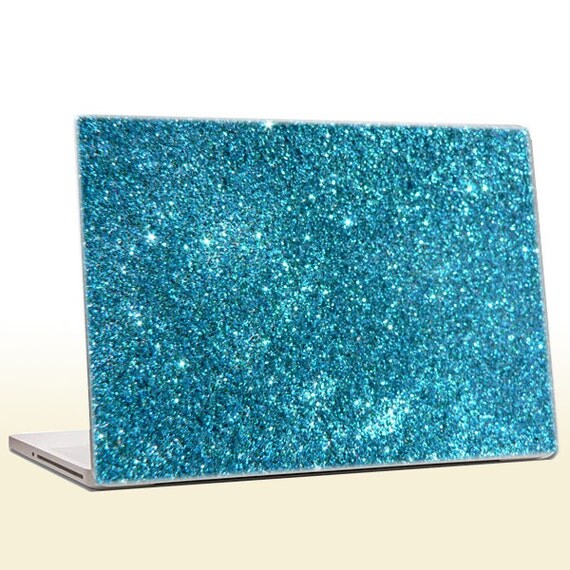 Aquamarine Blue Glitter Laptop Skin extra by IridescentBeauty