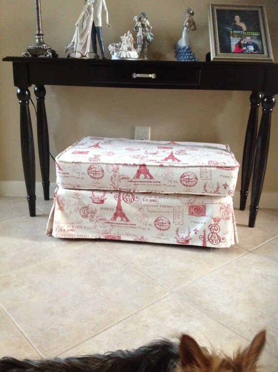 Ottoman slipcover with cushion cover