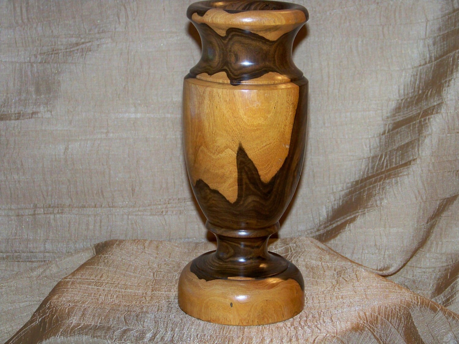Mid Century Vintage Turned Wood Vase