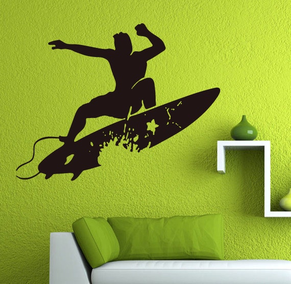 Items similar to Surfer Surfboard Surf - Wall / Window Vinyl Decal ...