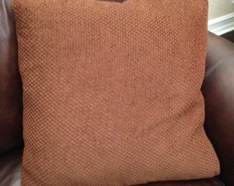 22x22 Brown/Burgundy Pillow Cover with Zipper Closure