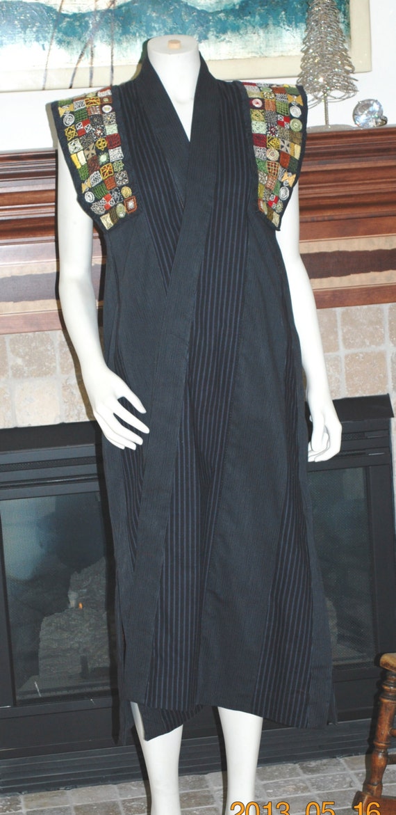 Tibetan Panel Coat with Hand Embroidered ShouldersWearable