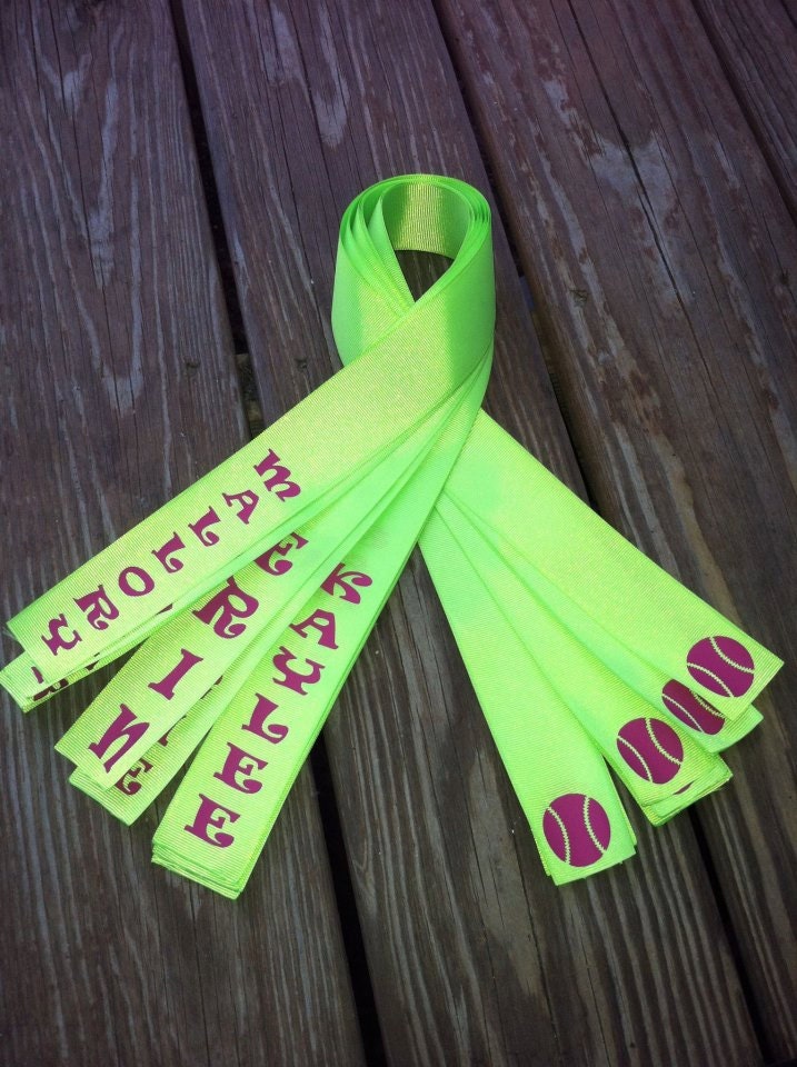 Softball Hair Ribbons set of 10