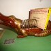 Alligator Ceramic Letter Holder Organizer Florida Souvenir Retro Kitsch Brown and Gold