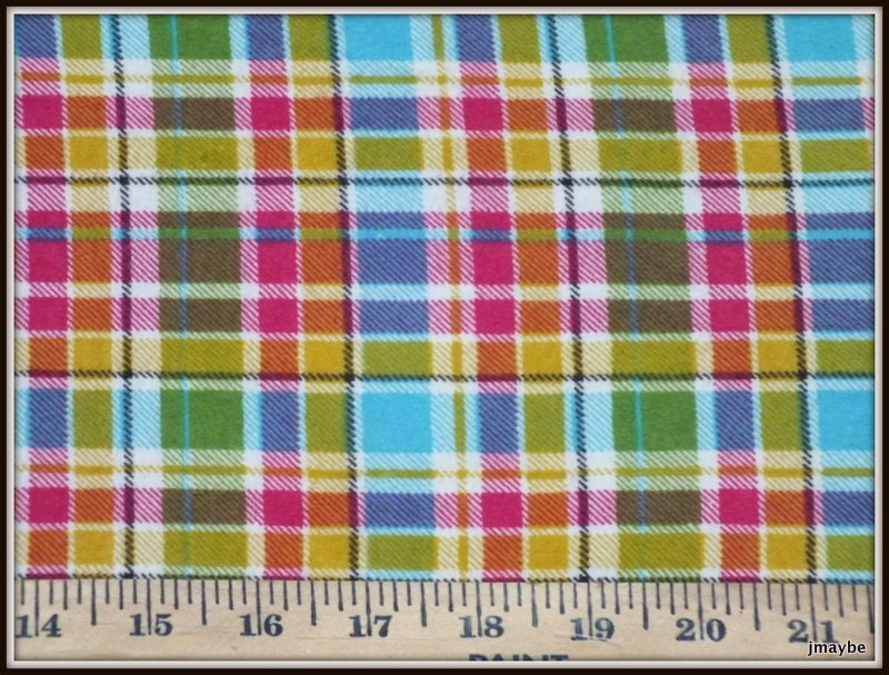 SALE Pink Plaid cotton flannel fabric by the yard Mad for