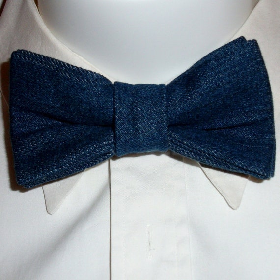 Denim bow tie. Blue jean denim bowtie