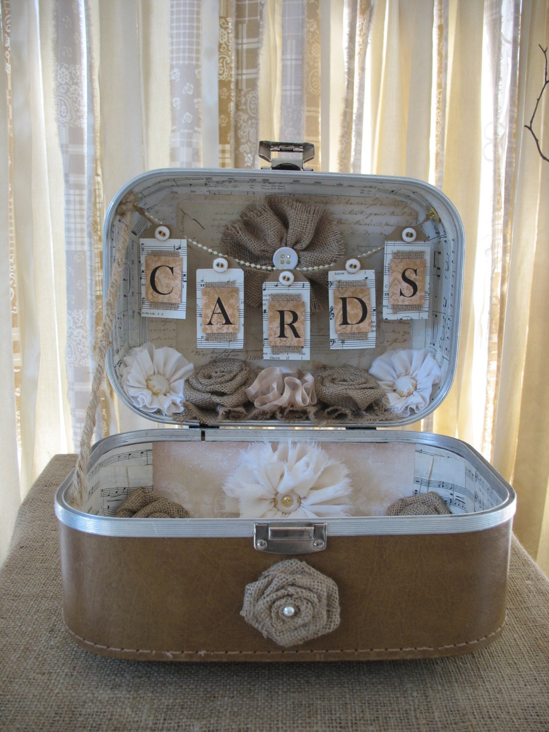 Card Box Vintage Suitcase Wedding Card Holder Shabby Chic
