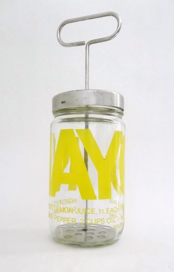 Vintage Glass Mixer Mayo Machine Glass jar Hand Jar Mixer
