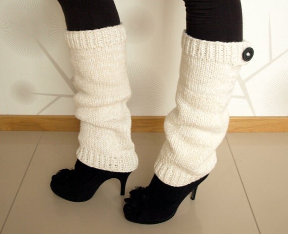 Knitted Boot Cuffs Ivory Knit Boot Cuffs Leg by VANAGScreative