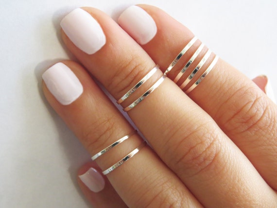 the Knuckle Rings - Silver stacking ring, Knuckle Ring, Thin silver ...