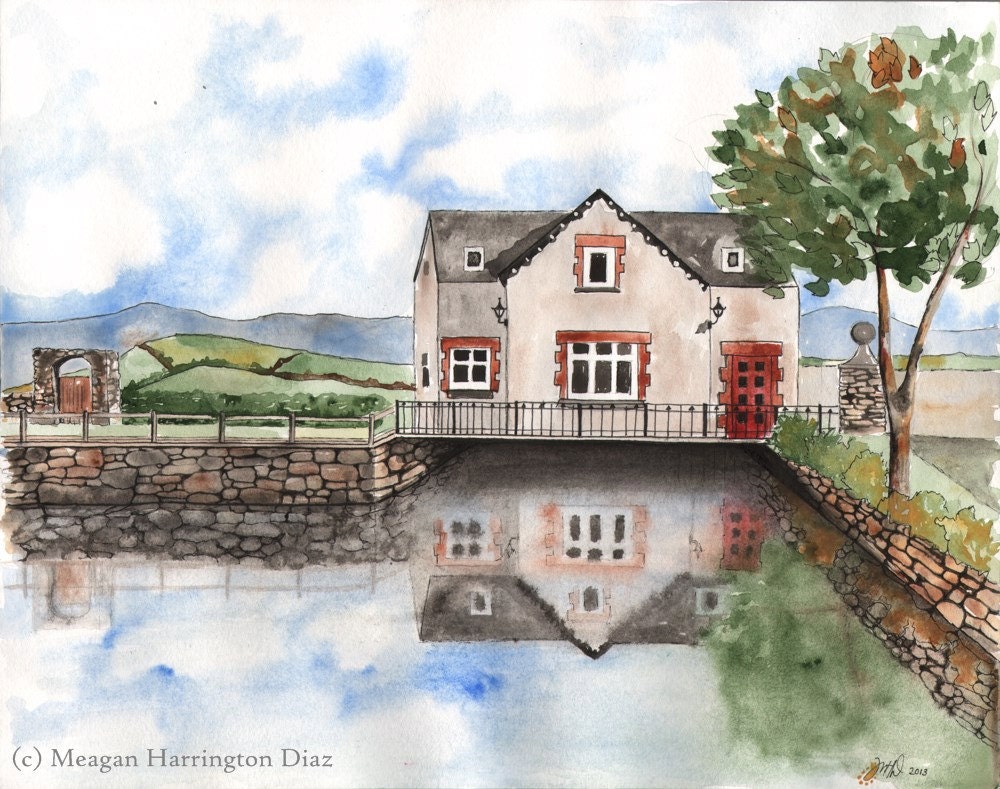 Ireland Watercolor Bantry Boathouse II Fine Art Watercolor