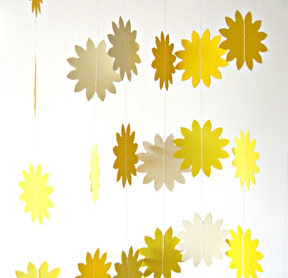 Sunshine yellow paper garland - Sun Flower, bunting paper garland ...